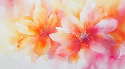 Fototapeta premium Vibrant Watercolor Flowers Blooming in Soft Pastel Hues