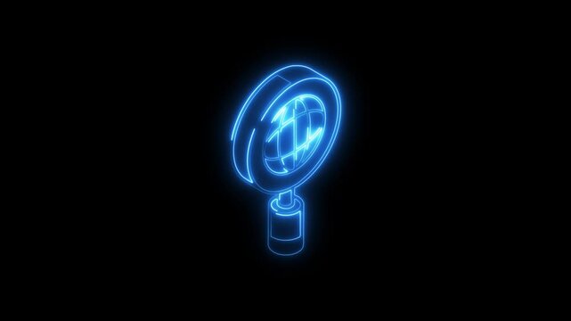 Glowing neon browser icon 4k isolated on black background. HD Video motion graphic animation
