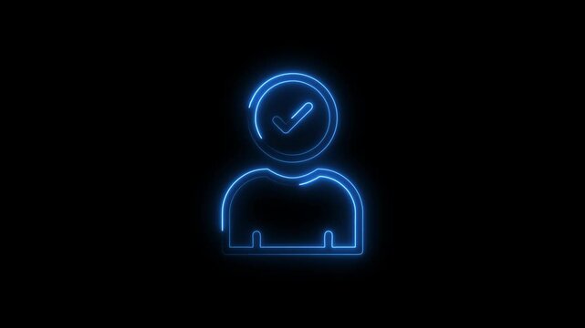 Glowing neon candidate icon 4k isolated on black background. HD Video motion graphic animation