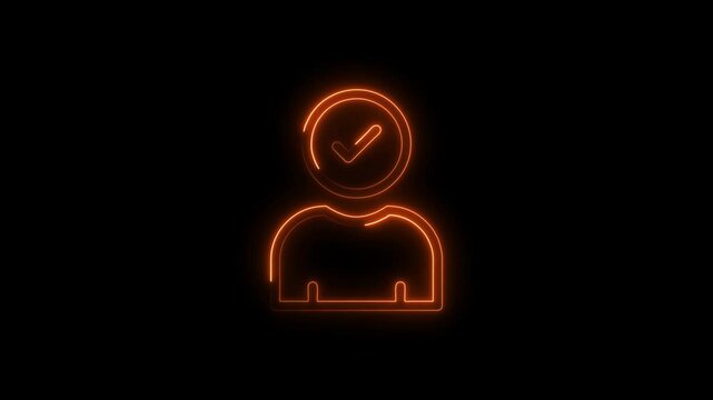 Glowing neon candidate icon 4k  isolated on black background. HD Video motion graphic animation