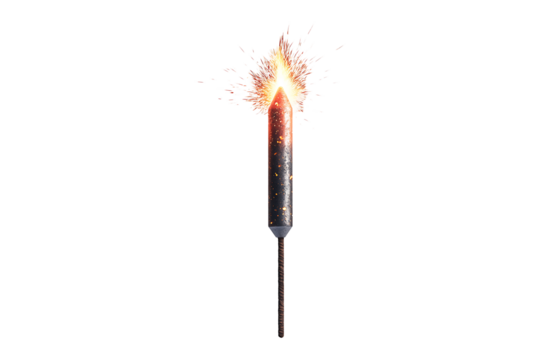 4th of July bottle rocket firework isolated on transparent background
