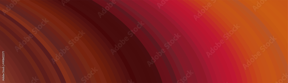 Poster abstract curved lines in shades of red and orange