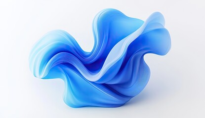 Abstract blue 3D fluid wave form.