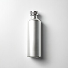 Brushed Aluminum Water Bottle on White Background