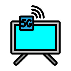 5G Smart TV Vector Filled Icon Design