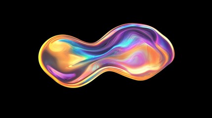 Iridescent liquid blob, abstract art, black background, digital design, website banner