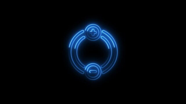 Glowing neon charges icon 4k isolated on black background. HD Video motion graphic animation