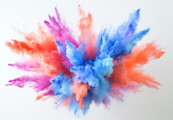 Vibrant Explosion of Colorful Dust on a White Background