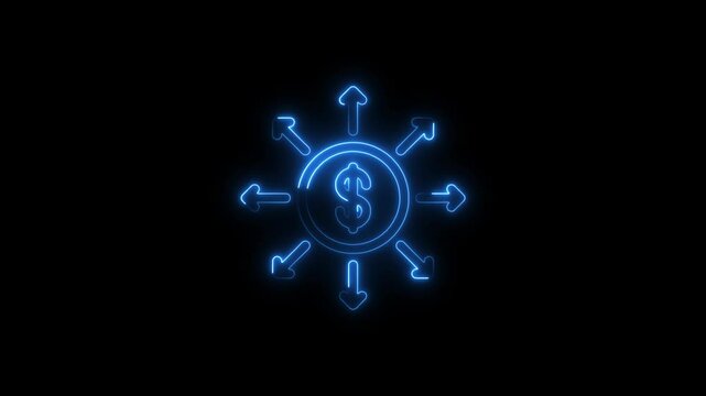 Glowing neon choices icon 4k isolated on black background. HD Video motion graphic animation