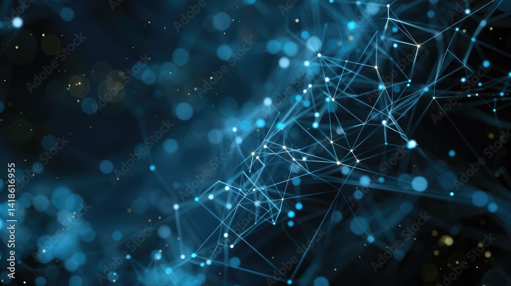 Poster a captivating abstract image featuring dynamic blue graphs on a black background, perfect for use in