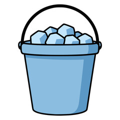 bucket full of ice flat color vector illustration template design