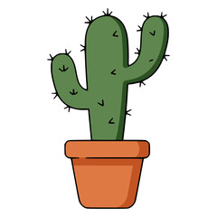 cactus plant on a pot flower flat color vector illustration template design