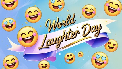 Obraz premium Celebrate World Laughter Day Spread Joy, Happiness, and Positive Vibes with Smiley Emojis