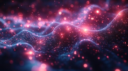 Fototapeta premium Abstract Cosmic Nebula: Glowing Particles and Celestial Waves