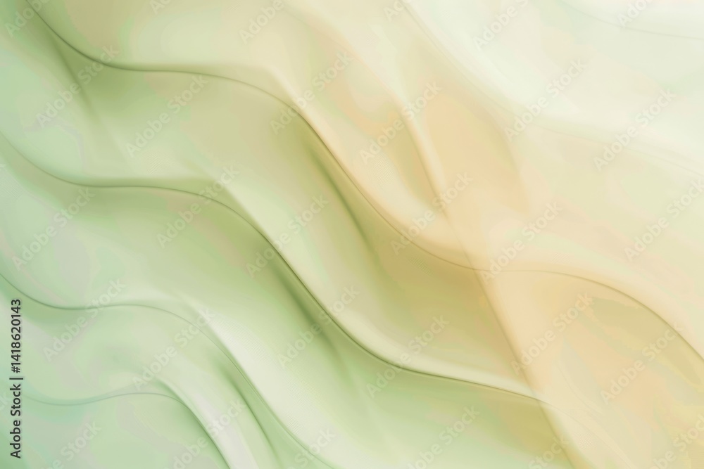 Poster abstract soft pastel wave pattern in beige and green tones. digital background for art design. backg