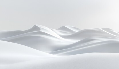 Obraz premium Abstract white landscape with smooth, undulating hills and soft shadows.