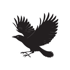 Silhouette of a Flying Bird with Spread Wings
