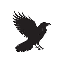 Silhouette of a Flying Bird with Spread Wings