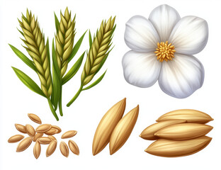Grain and Flower Illustration