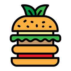 Vegetarian Burger Vector Filled Icon Design
