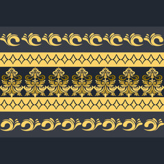 Seamless classic damask pattern in dark gold tone - vector illustration for luxury textile design.