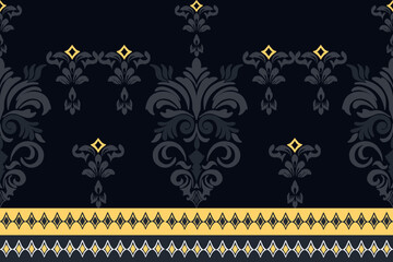 Seamless classic damask pattern in dark gold tone - vector illustration for luxury textile design.