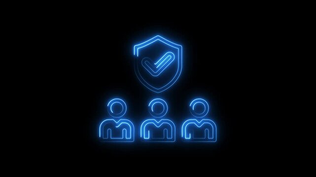 Glowing neon committee icon 4k isolated on black background. HD Video motion graphic animation