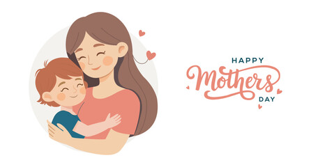 Mother's Day banner. Mother's Day greeting card. Mom and baby vector illustration. Happy Mother's Day card, poster, label, template, sale, flyer, clip art, graphic.