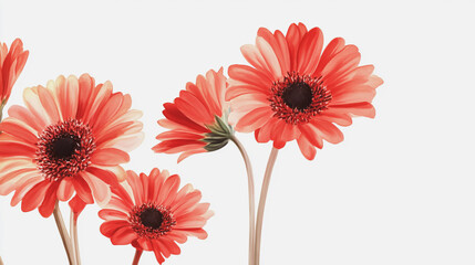 Elegant wedding invitation card background . Minimal hand painted watercolor Gerbera flowers texture template background. Design for wedding, vip cover, poster, rsvp moderncard.Valentine's Day