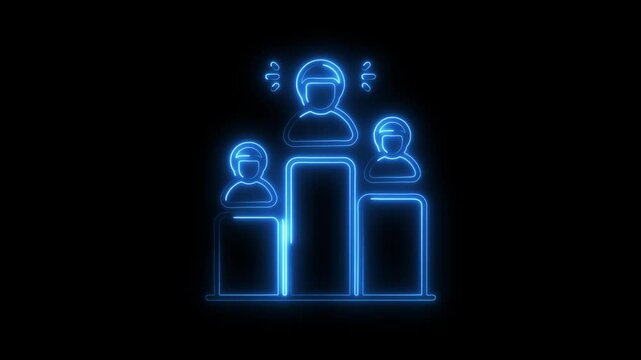 Glowing neon competition icon 4k isolated on black background. HD Video motion graphic animation