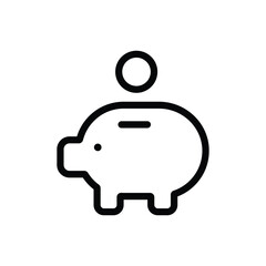 Simple Line Art Piggy Bank Icon Savings, Finance, Money, Budget, Investment Illustration