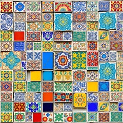 Abstract colorful mosaic tile pattern background. (1)