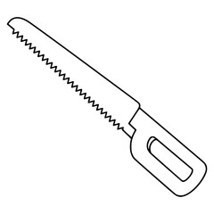 Line Art of Bone Saw Drawing - Surgical Cutting Tool