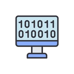 Binary code colored icons, minimalist vector illustration ,simple transparent graphic element .Isolated on white background