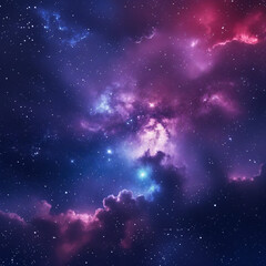 Naklejka premium Cosmic nebula in vibrant colors with a starry background 
