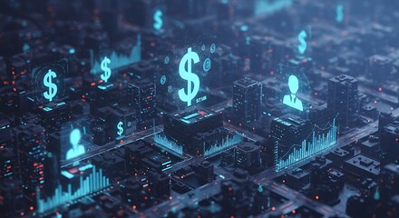 Cyberpunk Cityscape: Financial Data Visualization