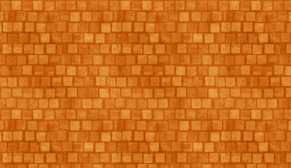 Fototapeta premium Vibrant orange square tiles forming seamless geometric pattern, rendering textured surface ideal for contemporary design backgrounds