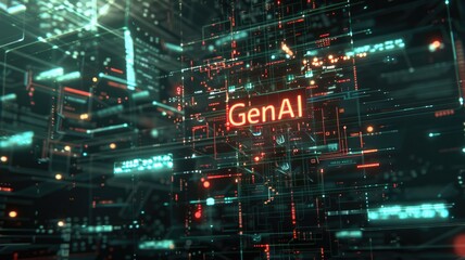 Abstract digital shape or line of technological cyber style particle design connect in surreal electric style shape designing. High tech scene express mysterious pattern perfect for wallpaper. AIG53.