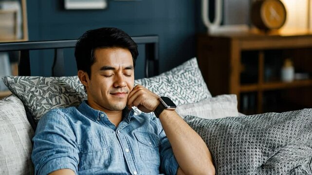 A biohacker practicing precision sleep techniques, using technology for deep rest and recovery.