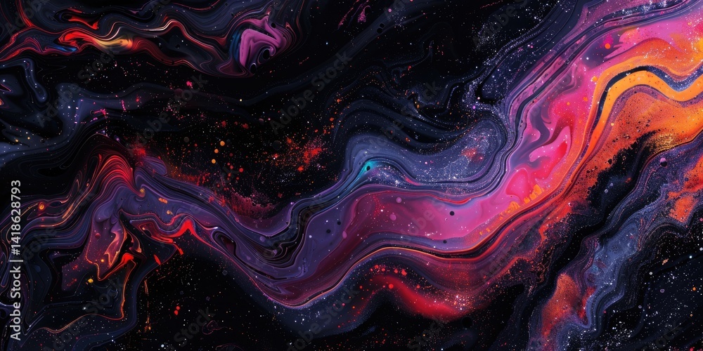 Poster abstract fluid art with vibrant colors and swirling patterns. abstract artwork of vibrant color or m
