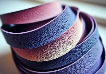 Textured Purple and Beige Bands in a Circular Stack