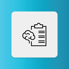 Checklist with a brain icon, representing psychological evaluation and mental health tracking.