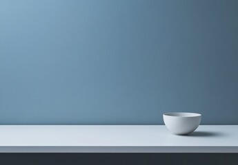 Fototapeta premium Minimalist White Bowl on Simple Blue Background for Modern Decor
