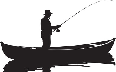 Coastal Conqueror Fisherman silhouette on Small Boat vector 