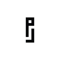 Obraz premium Letter P and J square, rectangle geometric symbol simple logo vector
