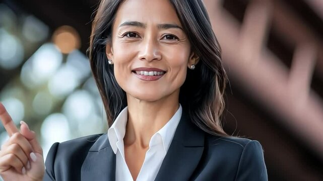 A confident businesswoman leading a corporate discussion, empowering her team.