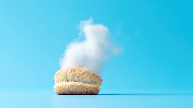 Fluffy donut in a cloud-like smoke