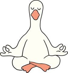 Meditating Goose Cartoon Playful Hand Drawn Goose