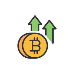 Bitcoin analytics colored icons, minimalist vector illustration ,simple transparent graphic element .Isolated on white background