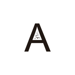 Letter A birds geometric symbol simple logo vector